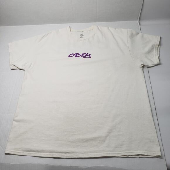 Obey T-Shirt Mens XL Ivory Short Sleeve Graffiti Skater Grunge Streetwear Zumiez - Picture 11 of 16
